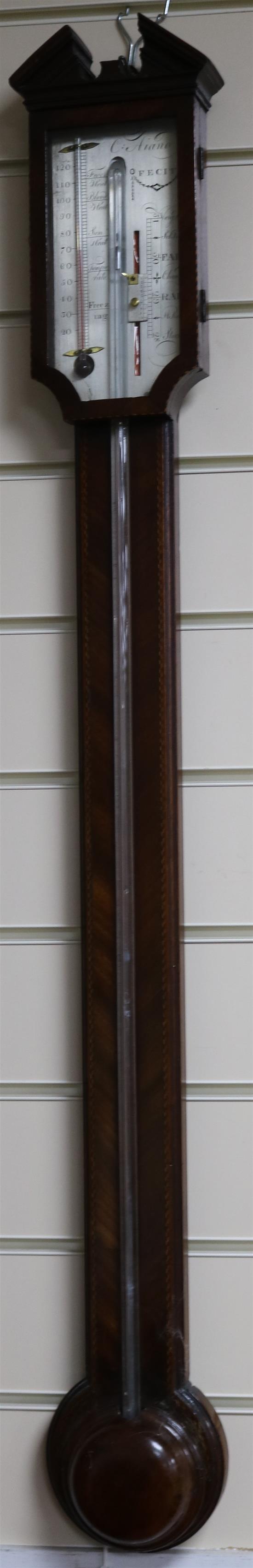 A George III stick barometer W.13cm
